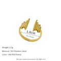 Macro detail of 18K PVD gold plated 304 stainless steel ring with asymmetric bar design - Geometric Ladder Style (MSR0172)