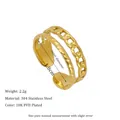 Detail specifications of 18K PVD plated stainless steel open ring with inner diameter 1.8cm - Double Layer Twisted Cuban Chain Style (MSR0084)
