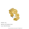 Detail of 18K PVD gold plated stainless steel sunburst pattern open ring with dimensions - Sun Ray Disk Style (MSR0096)