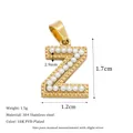 Golden stainless steel letter Z pendant with embedded pearls for DIY necklaces - Letter Z Style (MSPJ0001-Z)