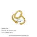 Detailed size specifications for an 18K gold-plated stainless steel oval open ring - Open Adjustable / Oval Ring Decorative Style (MSR0190) / Gold