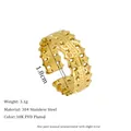 Detail of 18K gold plated stainless steel star ring with 1.8cm inner diameter - Hollow Wave Star (MSR0097)