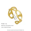 Detailed view of 18K PVD gold plated 304 stainless steel hollow ring with 1.9cm inner diameter - Architectural Lines Style (MSR0086)