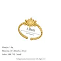 Detail showing 1.8cm inner diameter and starburst design on 18K PVD gold ring - Sun Starburst Style (MSR0175)