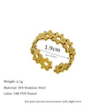 Macro shot of 18K gold plated stainless steel hollow flower ring with size specifications - Adjustable / Hollow Petal Style (MSR0192) / Gold