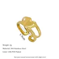 Detail of 18K PVD gold heart ring with dual bands and textured finish in 304 steel - Double Layer Heart Style (MSR0088)