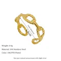 Macro view of 18K gold plated stainless steel open ring with hollow chain design detail - Hollow Chain Style (MSR0090)