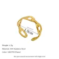 Detail of 18K PVD gold plated chain ring showing 1.9cm inner diameter measurement - Adjustable / Chain Link Band Style (MSR0195) / Gold