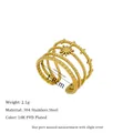 Dettaglio anello multistrato in acciaio inossidabile placcato oro 18K con ciondoli sole - Stile Multistrato Sole E Stella(MSR0185)