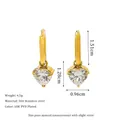 Detailed view of zircon heart earrings with 18K PVD gold plating and 304 steel - White