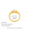 Detail view of water drop ring with 18K gold PVD plating, 1.8cm inner diameter and 5.8g weight - US 7 / Gold