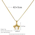 Detail view of 18K gold-plated star pendant necklace with pearl inlay and specifications - Radiant Star With Pearl (MSNK0623) / 18K Gold