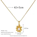 Detail of 18K gold-plated stainless steel flower pendant with white pearl and snake chain - Six-Petal Flower With Pearl (MSNK0624) / 18K Gold
