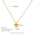 18K PVD gold plated heart pendant necklace with micro-set zircon and snake bone chain - Radial Pattern Letter Heart Style (MSNK0396)