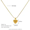 18K PVD gold plated heart pendant necklace in 304 stainless steel with zircon inlay - Radial Pattern Center Stone Heart Style (MSNK0397)