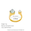 18K gold plated stainless steel open ring with two pear-cut teardrop crystals - Light Green (MSR0309-LTGN)