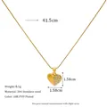 18K gold plated heart pendant necklace with clear zircon stones on a thin snake chain - Half Diamond Glossy Heart Style (MSNK0398)