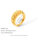Gold plated 18K PVD stainless steel twisted croissant ring for women with high-end finish - US 7 / Gold