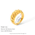Chic golden 18K PVD plated stainless steel croissant twist ring for elegant women - US 8 / Gold