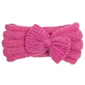Rose pink cable knit baby headband with a large bow for winter warmth and style - Rose Red