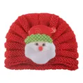 Red cable knit baby beanie featuring a 3D Santa Claus applique for Christmas warmth - One Size / Santa Claus Style C