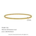Elastic 2.5mm gold beaded bracelet made of 304 stainless steel with 18K PVD finish - 2.5mm (MSB0388-2.5mm)
