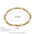 18K PVD gold plated 304 stainless steel bracelet with white pearls and 4mm metal beads - Alternating Gold Bead and Pearl Style (MSB0449)