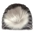 Dettaglio della trama del cappello invernale grigio per neonati con pompon in finta pelliccia - Taglia unica / Grigio