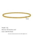 3mm 18K gold PVD plated 304 stainless steel beaded stretch bracelet with high polish finish - 3mm (MSB0388-3mm)