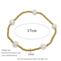 18K PVD gold plated stainless steel bead bracelet with five white baroque pearls - 2mm Fine Bead with Five Pearls (MSB0450)