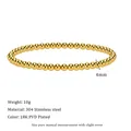 Elastic 18K gold plated 304 stainless steel beaded bracelet with 4mm round metal beads - 4mm (MSB0388-4mm)