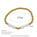 18K PVD gold plated stainless steel beaded bracelet featuring four white irregular pearls - 4mm Bead with Four Pearls (MSB0453)