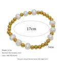 Elegant 18K gold-plated stainless steel bracelet with white pearls and 5mm beads - 5mm Large Bead Baroque Style (MSB0454)