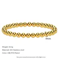 Golden 8mm stainless steel beaded bracelet with 18K PVD plating on an elastic cord - 8mm (MSB0388-8mm)
