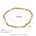 18K PVD gold plated stainless steel pearl bracelet with 3mm beads and 17cm length - 3mm Spaced Bead Style (MSB0455)