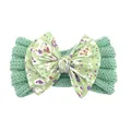 Bandeau bébé en maille vert menthe avec un grand nœud imprimé floral et léopard - Vert menthe