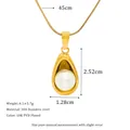 18K PVD gold plated 304 stainless steel necklace featuring a teardrop pearl pendant - Teardrop Pearl Style (MSNK0338-PJ2)