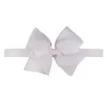 White grosgrain bow headband for babies and toddlers with soft elastic stretchy band - White