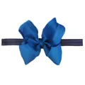 Blue ribbed bow baby headband with soft elastic hair band for infants and kids - Navy Blue