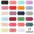 Detailed grid showing 23 colors of soft nylon baby turbans with rabbit ear knots - 23 Colors Mixed