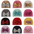 Lot de bonnets turban pour bébé avec nœud à paillettes en plusieurs couleurs variées - Mélange de 12 Couleurs (NZ-20057)