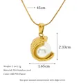 Collana in acciaio al titanio con ciondolo a conchiglia oro 18K e perla catena 45cm - Stile Perla Conchiglia (MSNK0338-PJ8)