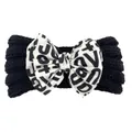 Bandeau tricoté noir pour bébé avec un grand nœud décoratif imprimé de lettres noires - Noir