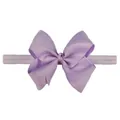 Macro detail of lilac baby headband with textured grosgrain bow and elastic band - Light Purple