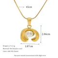 Collana in acciaio al titanio con pendente di perla placcato oro 18K e catena snake - Stile Perla Anello Irregolare (MSNK0338-PJ10)