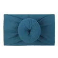 Soft nylon baby headband with a donut knot design in a deep peacock blue color - Navy Blue