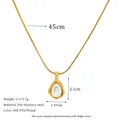 Collana in acciaio al titanio placcata oro 18K con ciondolo di perla e catena da 45cm - Stile Perla Ovale Minimalista (MSNK0338-PJ11)