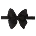 Close-up of black ribbed grosgrain bow on seamless high-elastic baby headband - Black