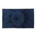 Soft dark blue elastic nylon baby headband with a decorative round knot detail - Navy Blue