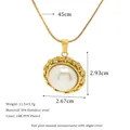 Collana in acciaio al titanio con ciondolo di perla grande e trama intrecciata dorata - Stile Perla Grande Intrecciata (MSNK0338-PJ13)